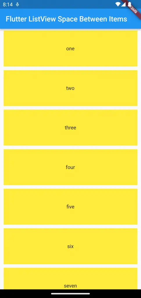 How to add space between listview items in flutter flutterforyou